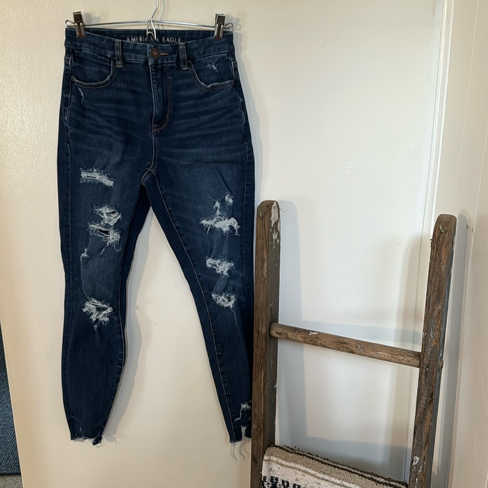 American Eagle Curvy Hi-Rise Jeggings/Jeans, Dark-Wash (Size 2 Regular)